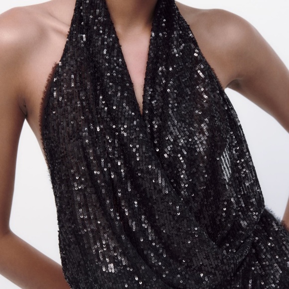 Zara | Tops | Zara Sequin Halter Top Size Medium | Poshmark